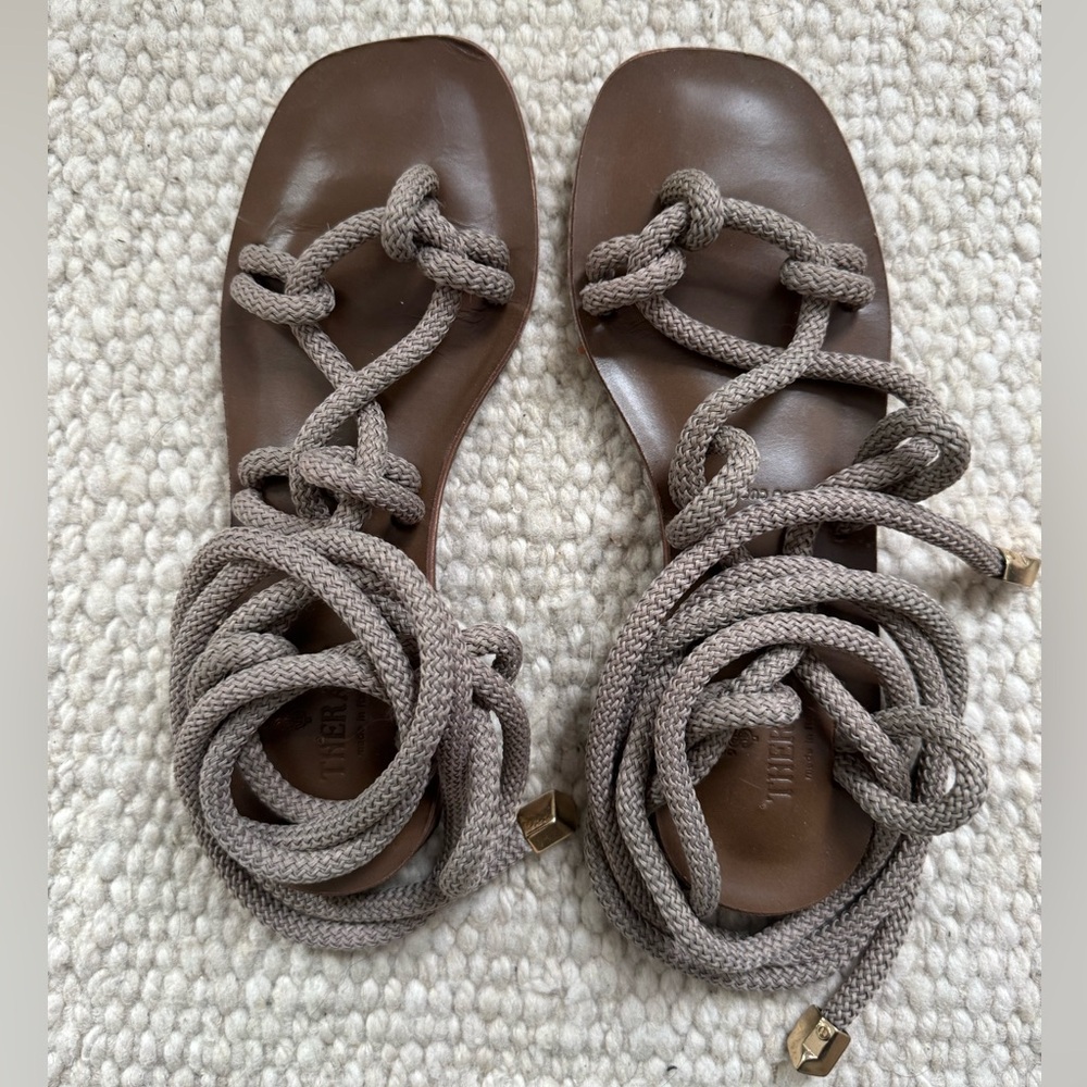 Italian gladiator style sandals with leather sole, size 39